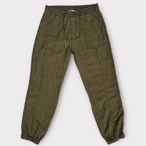 Anthropologie Flocked Polka Dot Olive Green Jogger Pants Women's Size Small